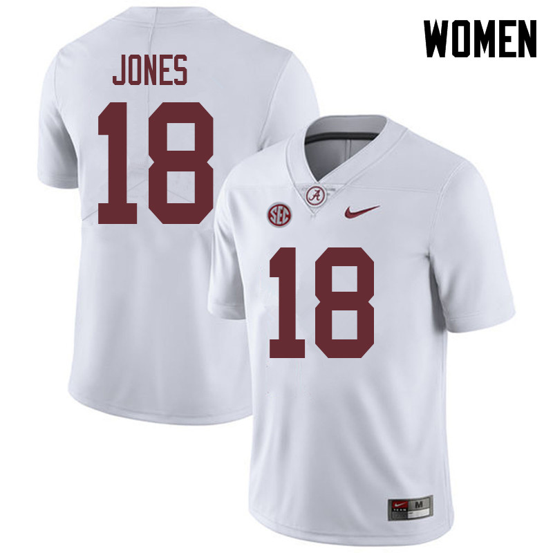 Alabama Crimson Tide Women's Austin Jones #18 White NCAA Nike Authentic Stitched 2018 College Football Jersey PP16U44RW
